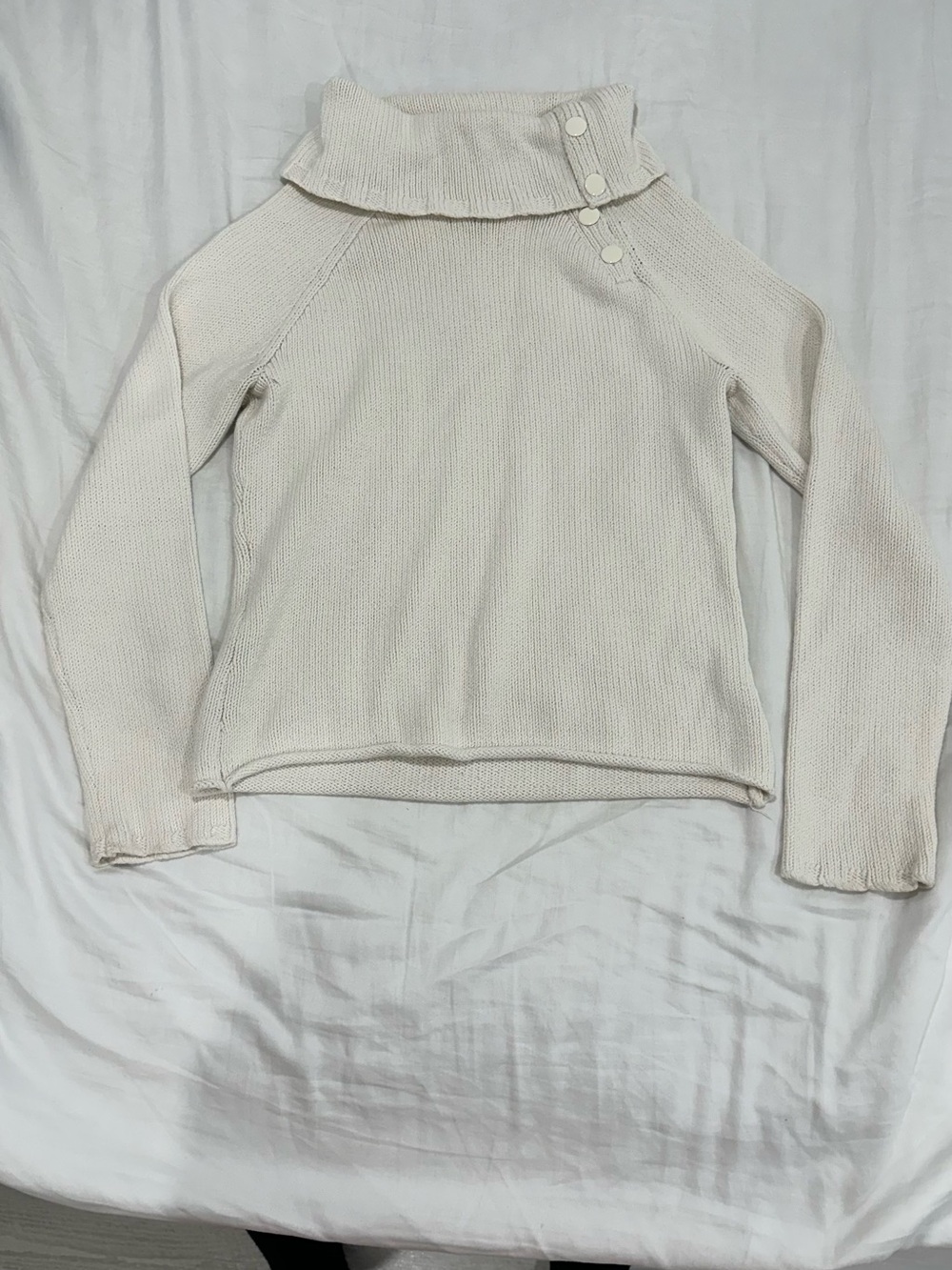 GAP Cream Button-Shoulder Neck Sweater